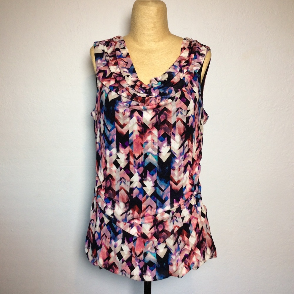 Cable & Gauge Black/Pink Dressy Scoop Neck Top